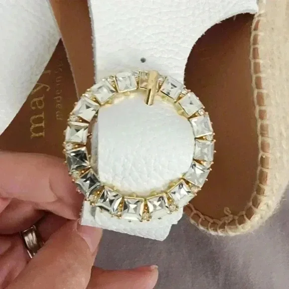 maypol Nemi Leather Buckle Rhinestone Wedge Sandals - EU 37 - Picture 6 of 8